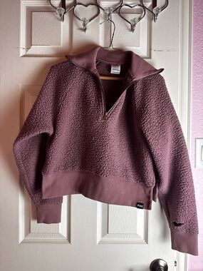 PINK Victoria's Secret Mauve Teddy Sherpa Half-Zip Jacket